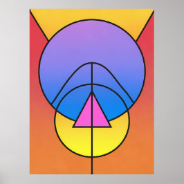 Abstrakt geometrisk cirklar linje färgrik affisch