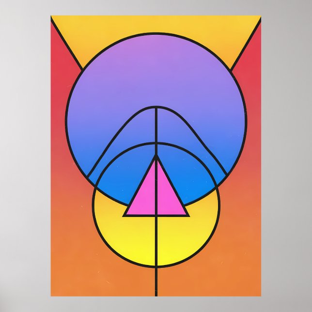 Abstrakt geometrisk cirklar linje färgrik affisch (Framsidan)