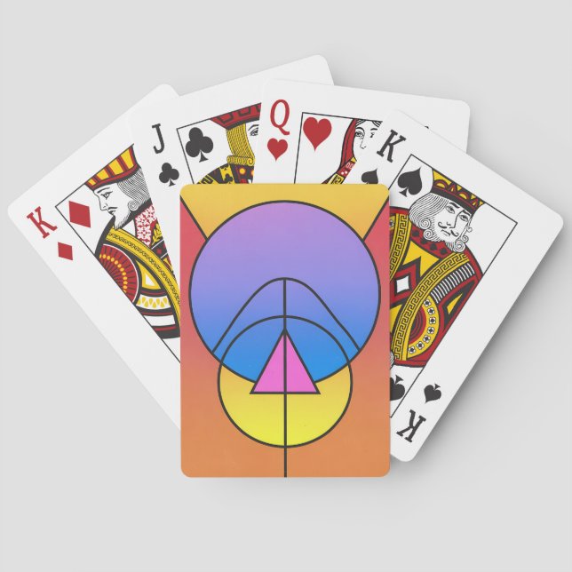 Abstrakt geometrisk cirklar linje Färgrik affisch Casinokort (Baksidan)