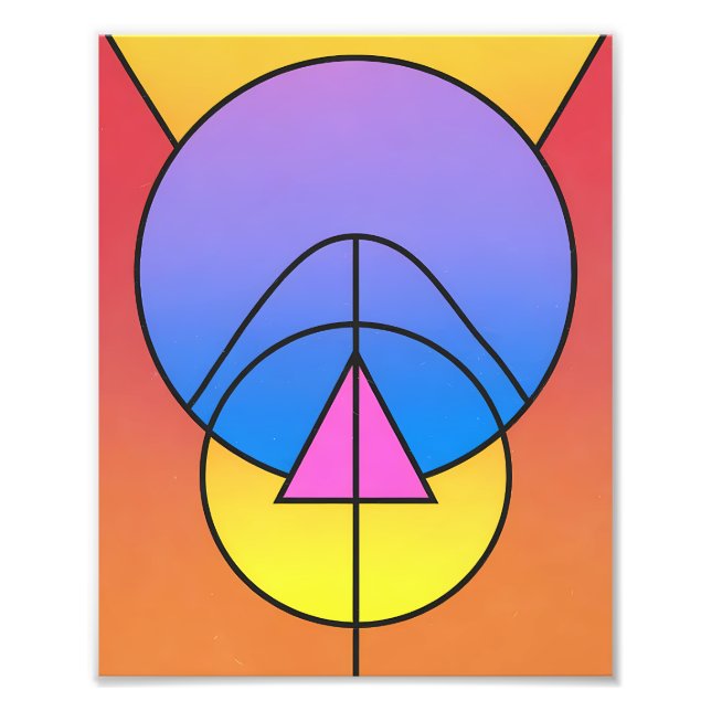 Abstrakt geometrisk cirklar linje färgrik affisch fototryck (Framsidan)