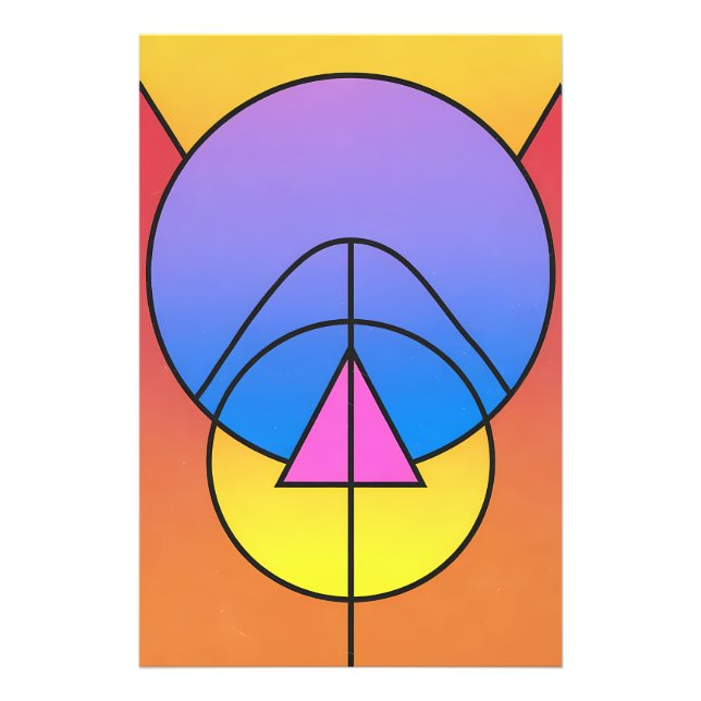 Abstrakt geometrisk cirklar linje Färgrik affisch Fototryck (Framsidan)