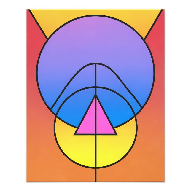 Abstrakt geometrisk cirklar linje färgrik affisch fototryck (Framsidan)