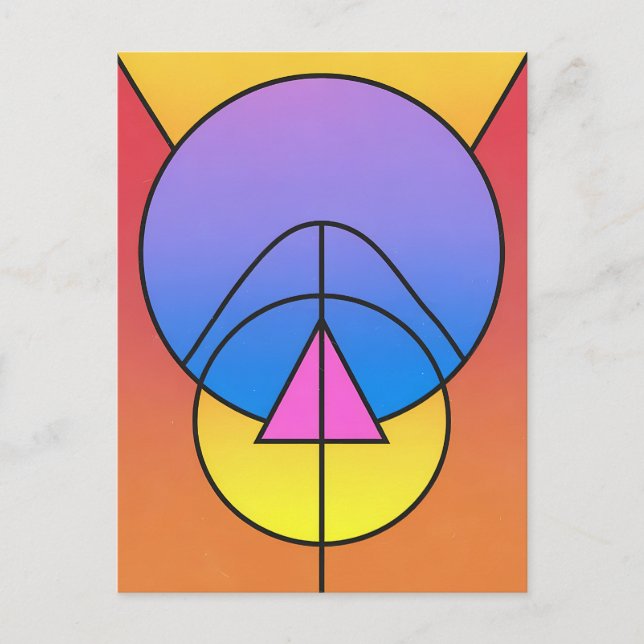Abstrakt geometrisk cirklar linje Färgrik affisch Vykort (Framsida)