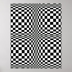 Abstrakt Geometrisk Coola 3D svart vita fyrkanter Poster