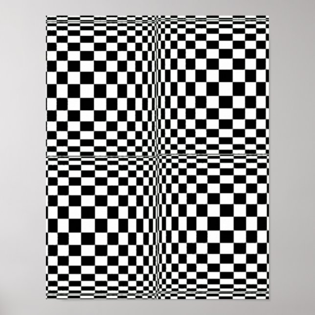 Abstrakt Geometrisk Coola 3D svart vita fyrkanter Poster (Framsidan)