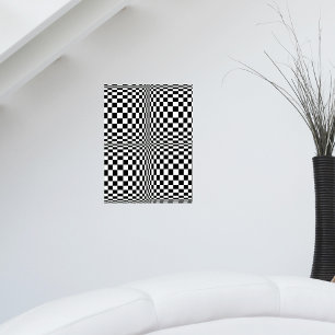 Abstrakt Geometrisk Coola 3D svart vita fyrkanter Poster