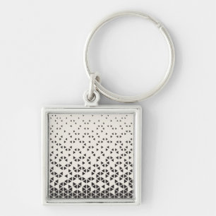 Abstrakt geometrisk design fyrkantig silverfärgad nyckelring