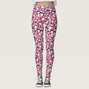 Abstrakt, geometrisk, enkel, svart och Rosa Leggings