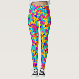 Abstrakt geometrisk färgrik glasmålning leggings