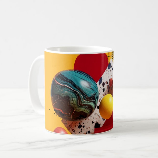 Abstrakt geometrisk färgrik komposition kaffemugg (Framsida vänster)