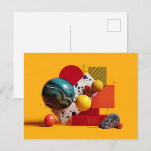 Abstrakt geometrisk färgrik komposition vykort