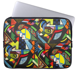 Abstrakt Geometrisk Färgrik Modernistisk Målning Laptop Fodral
