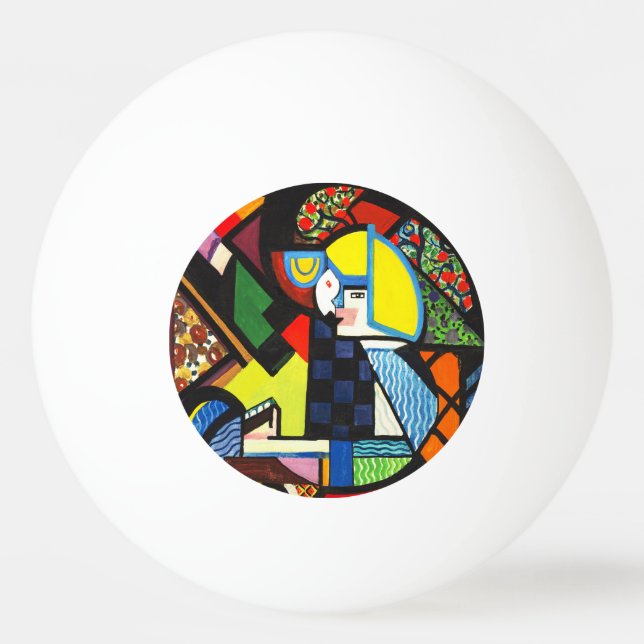 Abstrakt Geometrisk Färgrik Modernistisk Målning Pingisboll (Framsidan)
