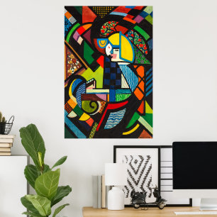Abstrakt Geometrisk Färgrik Modernistisk Målning Poster