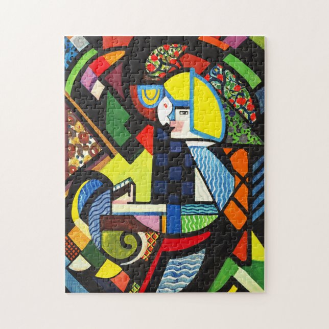 Abstrakt Geometrisk Färgrik Modernistisk Målning Pussel (Vertikal)