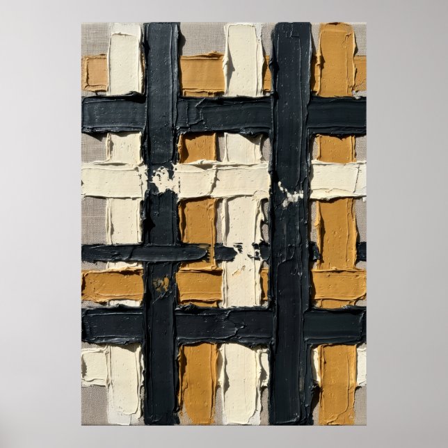 Abstrakt geometrisk grid-plansch | Impasto struktu Poster (Framsidan)