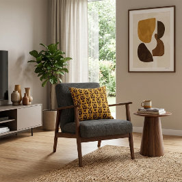 Abstrakt geometrisk gul blomster kudde