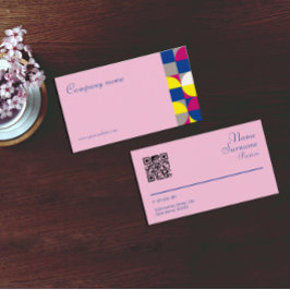 Abstrakt geometrisk gul fuchsia QR-näringskort Visitkort