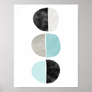 Abstrakt, geometrisk, halvcirkel poster i teal