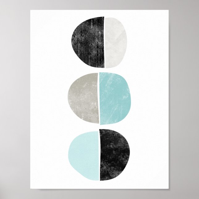 Abstrakt, geometrisk, halvcirkel poster i teal (Framsidan)