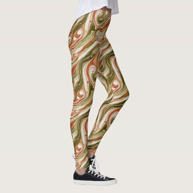 Abstrakt geometrisk jordnära marmor mönsterdesign leggings (Höger)