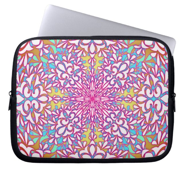 Abstrakt geometrisk kalejdoskopdesign laptop fodral (Framsidan)