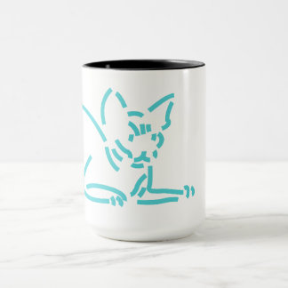 Abstrakt Geometrisk Katt | Symbolisk Linjekonstruk Mugg