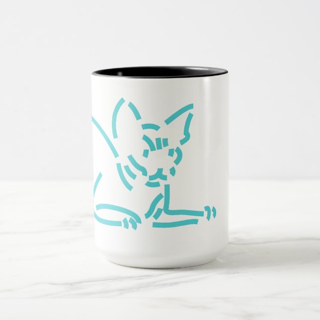 Abstrakt Geometrisk Katt | Symbolisk Linjekonstruk Mugg (Center)