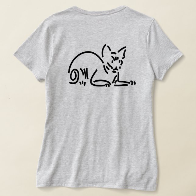 Abstrakt geometrisk katt | Symbolisk linjekonstruk T Shirt (Laydown Baksida)