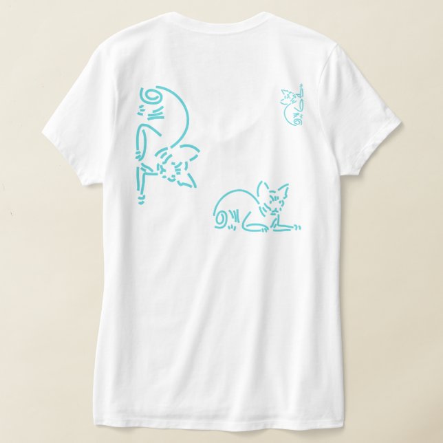 Abstrakt Geometrisk Katt | Symbolisk Linjekonstruk T Shirt (Laydown Baksida)