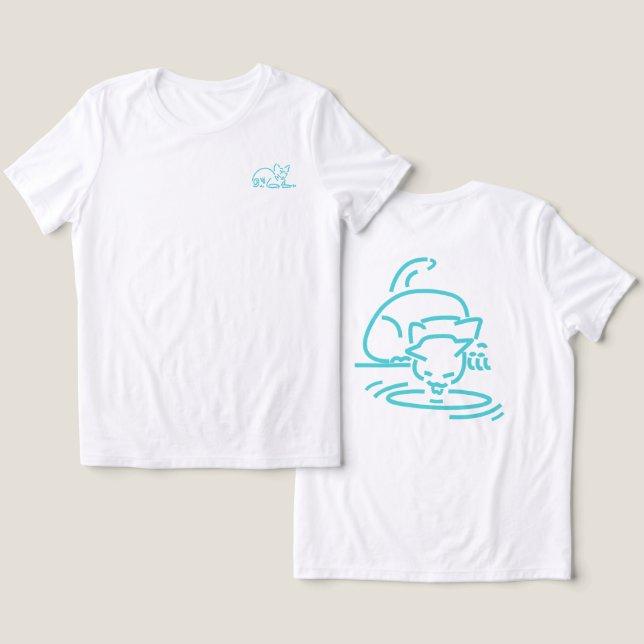Abstrakt geometrisk katt | Symbolisk linjekonstruk T Shirt (Design fram och bak)