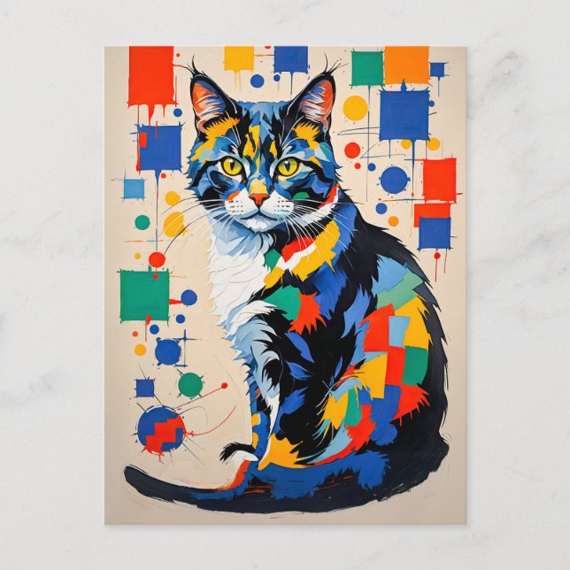 Abstrakt geometrisk kattmålning vykort (Framsida)