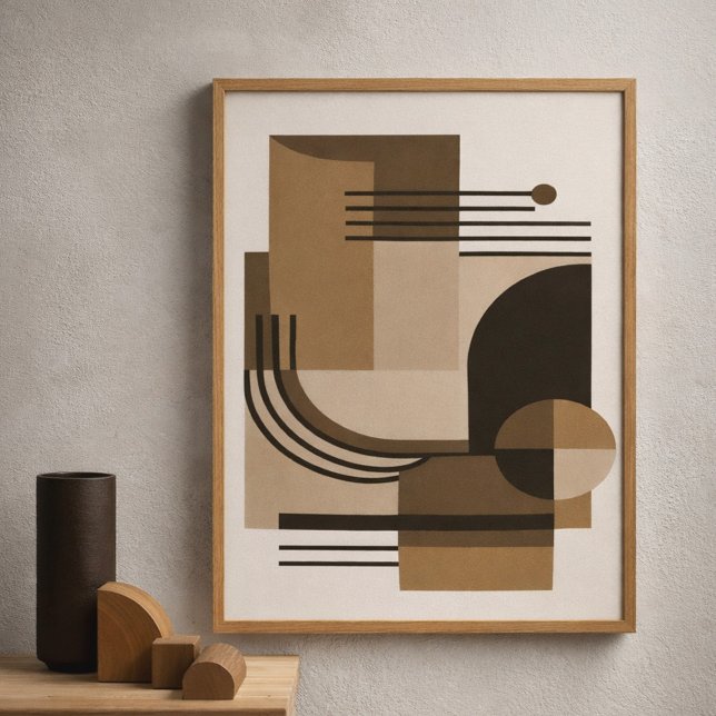 Abstrakt geometrisk komposition i jordnära toner poster (Skapare uppladdad)