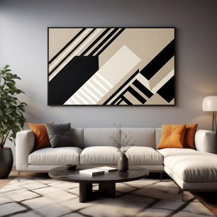 Abstrakt geometrisk konst neutrala toner canvastryck