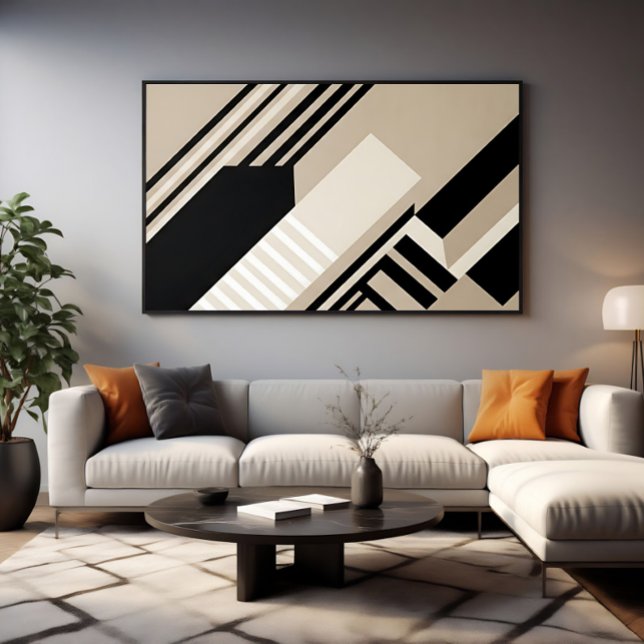 Abstrakt geometrisk konst neutrala toner canvastryck (Skapare uppladdad)