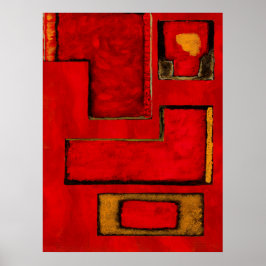 Abstrakt geometrisk konst röd svart målning poster