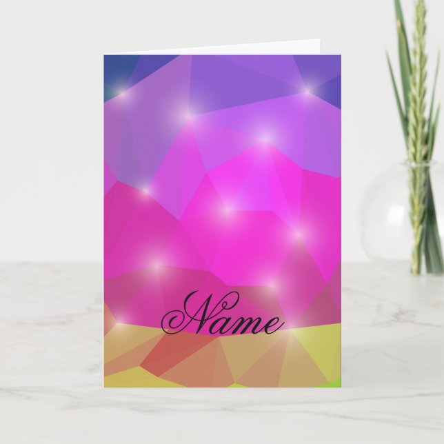 Abstrakt geometrisk kristallmosaik i rosa inbjudan (Framsida)