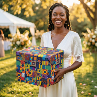 Abstrakt geometrisk lapptäcke afrikansk-amerikansk presentpapper
