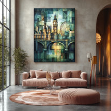 Abstrakt geometrisk London-silhuett med Big Ben