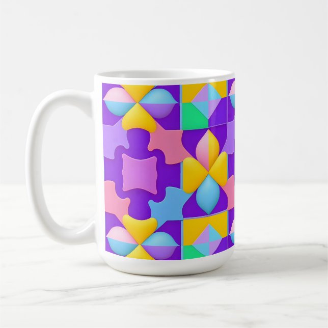 💙 Abstrakt Geometrisk Modern Dekorativ Present 💙 Kaffemugg (Vänster)