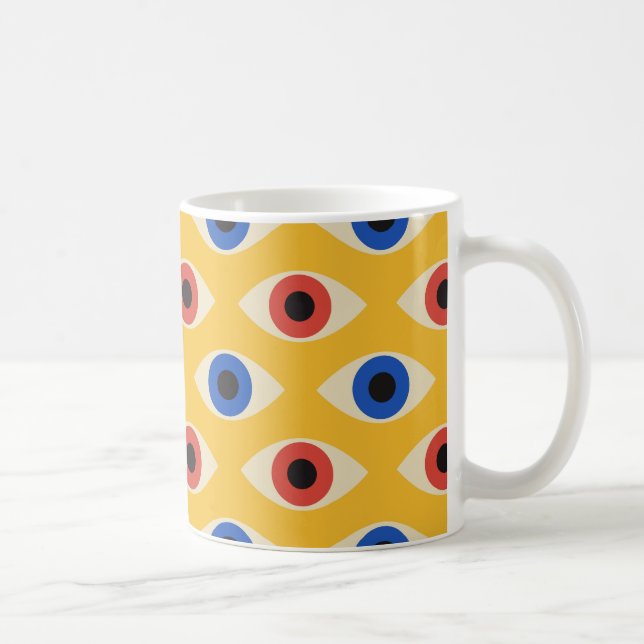 Abstrakt geometrisk modern djävulsöga-mönster  kaffemugg (Höger)