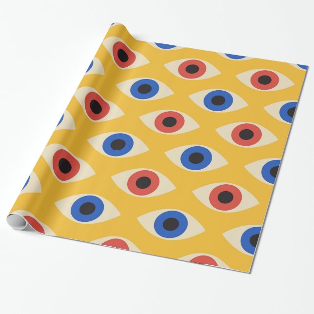 Abstrakt geometrisk modern djävulsöga-mönster  presentpapper (Utrullad)