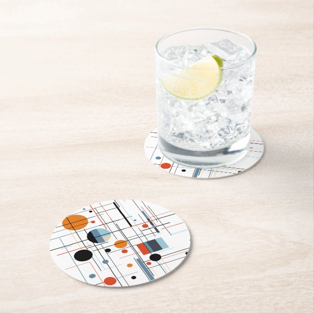 Abstrakt geometrisk modern minimalistiska linjer underlägg papper rund (Insitu)