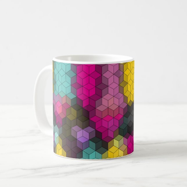 Abstrakt geometrisk modern sexhörning mosaik   kaffemugg (Framsida vänster)
