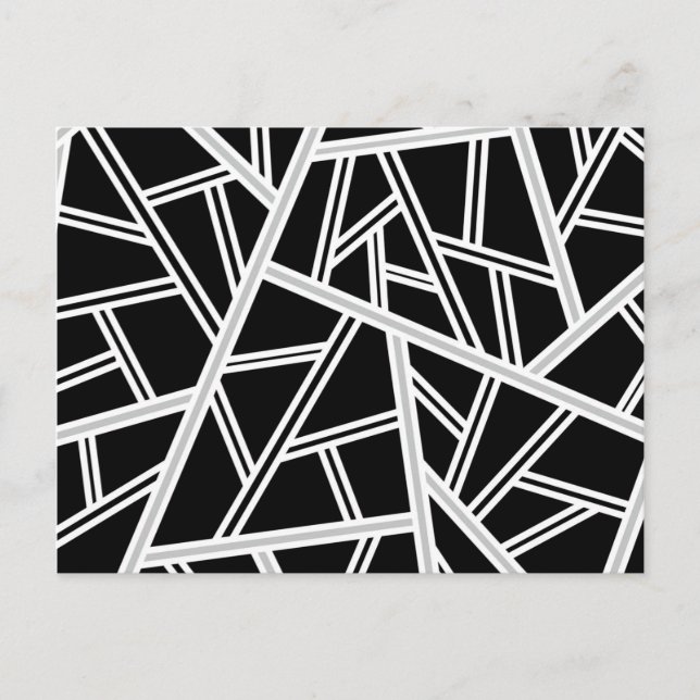 Abstrakt geometrisk mönster - grå, svart, vit. meddelande vykort (Framsida)