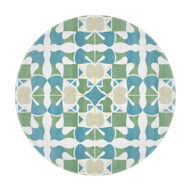 Abstrakt geometrisk mönster i grönt och blått (Framsidan)