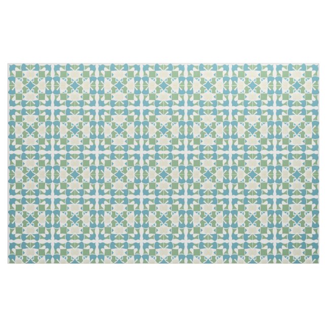 Abstrakt geometrisk mönster i grönt och blått tyg (Fat Quarter)