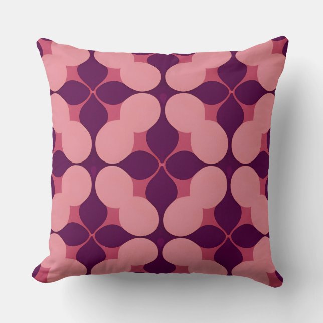 Abstrakt geometrisk mönster i rosa och lila ton kudde (Framsida)