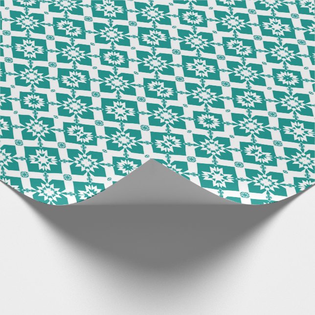 Abstrakt geometrisk mönster i vitt och grönt presentpapper (Hörn)
