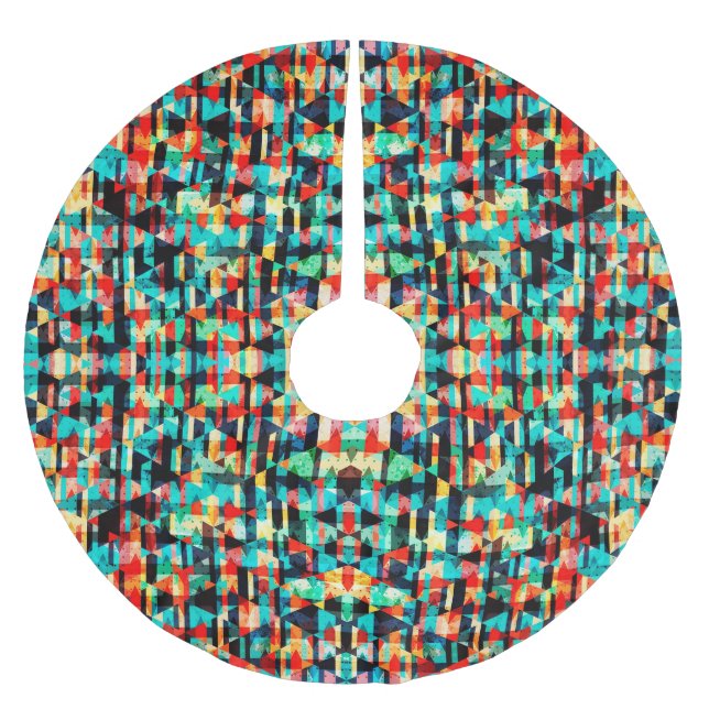Abstrakt geometrisk mönster julgransmatta borstad polyester (Framsidan)